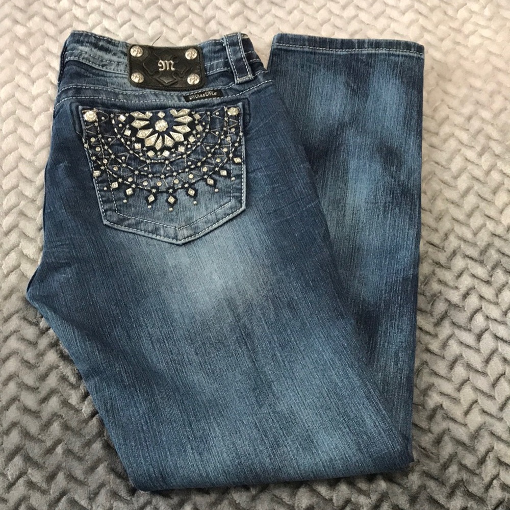 Miss Me embellished bling signature rise skinny denim jeans size 32